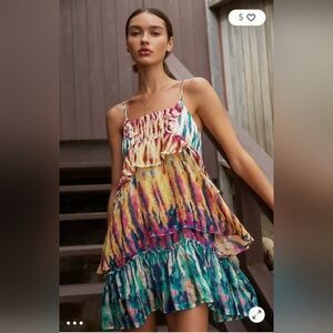 Anthropologie Multicolor Tie-Dye Mini Dress